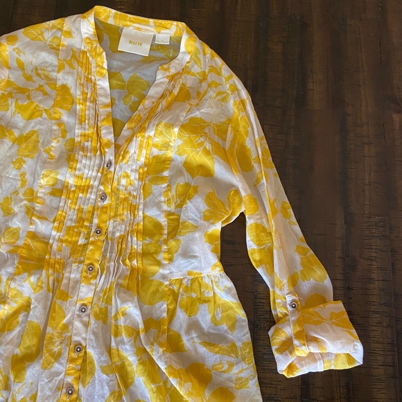 Anthropologie Maeve yellow and white button down - Picture 4 of 4